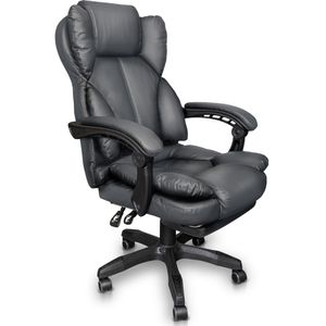 Schreibtischstuhl Bürostuhl Gamingstuhl Racing Chair Chefsessel mit Fußstütze, Farbe:Dunkelgrau