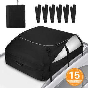 425 L faltbare Auto Dachbox, 105x90x43 cm tragbare Dachtasche, 15 Kubikfuß Dachgepäckträger Tasche für Reisen und Gepäcktransport, 700D wasserdichtes Oxford-Gewebe, schwarz
