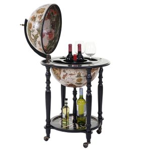 Globe Bar HWC-A78, Minibar House Bar Stojan na víno, Globe na kolečkách, Ø 42 cm Eukalyptové dřevo MVG certifikováno