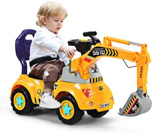 Sitzbagger mit Licht und Sound für Kleinkinder(3-5 Jahre alt ), Kinderauto Bagger aus PP Material, Aufsitzbagger elektrischer Sandbagger, Kinderfahrzeug mit Eimer, Kinderbagger Schaufelbagger