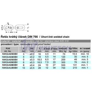 Kette DIN 766, 4mm, ZB / 60 m Packung