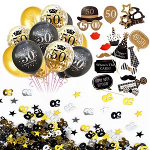 Oblique Unique 50. Geburtstag Party Feier Deko Set - Ballons + Fotorequisiten + Konfetti