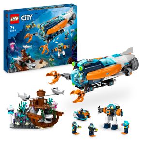 LEGO 60379 City Forscher-U-Boot Spielzeug, Unterwasser-Set mit Drohne, Mech, Minifiguren von Tauchern und Tierfiguren, Geschenk zum Geburtstag für Kinder, Jungen und Mädchen
