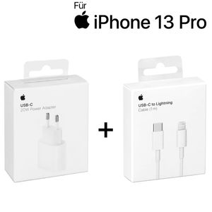 Original Apple iPhone 13 Pro 20W Ladegerät + 1m USB‑C auf Lightning Ladekabel