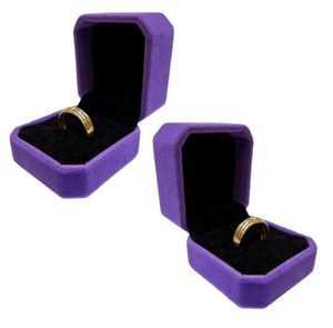 2 x Ringetui für Verlobungsringe/Ringbox für Ringe Ringschachtel für Verlobungsring Schmuckschachtel für Hochzeit/Valentinstag Geschenkbox Schmuckkästchen Heiratsantrag Trauringetui Schmucketui Lila