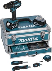 Akumulátorová príklepová vŕtačka Makita DHP482RFX9 18V /2x 3,0 Ah akumulátor + nabíjačka vrátane 96-dielnej sady príslušenstva v hliníkovom kufri