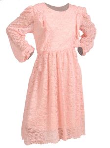 KMISSO Mädchen Kleid mit Spitze Rosa 140