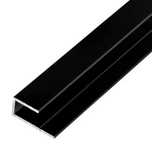 1, S-Polytec® Aluminium U-Profil 6mm Schwarz RAL 9005 (1 Meter), Alu Abschlussprofil, Aluprofil für Vinyl-Boden und Aluverbundplatten Dibond