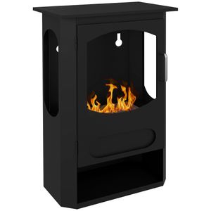 HOMCOM Ethanol-Kamin 7000 BTU Ethanol Ofen mit 3h Brenndauer, 1,2L Standkamin mit Flammenlöscher, Bioethanol Kamin für bis 25m², Stahl, Schwarz, 43 x 25 x 68 cm