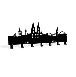 steland metallmanufaktur® Köln Skyline Schlüsselboard aus Stahl, Schlüsselbrett und Halterung für Schlüssel, Jacken, Handtücher (Köln, Schwarz)