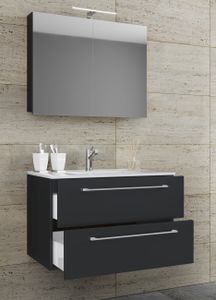 VCM 3-dielna umývadlová skrinka Kúpeľňový nábytok sada Umývadlo Badinos Zásuvka SC Black