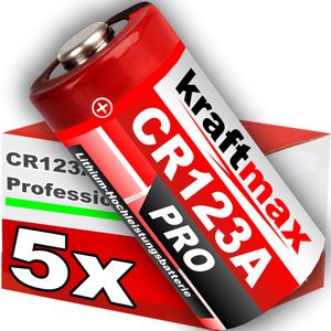 5er Pack CR123 / CR123A Lithium Hochleistungs- Batterie für professionelle Anwendungen - Neueste Generation