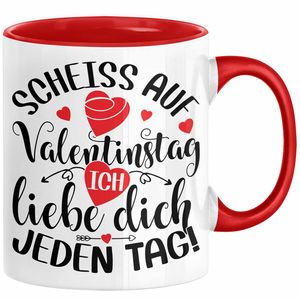 Valentinstag Tasse Geschenk für Ihn Sie Männer Für Paare Freundin Geschenkidee Kaffee-Becher Liebe Ich Liebe dich Jeden Tag (Rot)