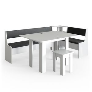 Livinity® Eckbankgruppe Roman, 210 x 120 cm mit Tisch, Weiß/Anthrazit
