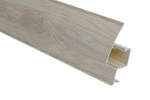 LEMAL Sockelleisten Sparpaket, PVC 65x23mm - Fußleisten mit Kabelkanal - (20 Meter 0102 Holzoptik grau-beige)  Laminatleiste Kabelführung Vinyl