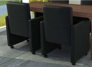 vidaXL Esszimmerstühle 2 Stk. Schwarz Kunstleder