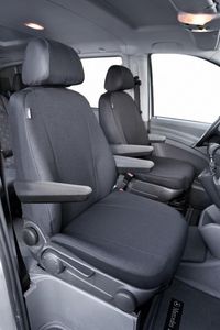 Passform Sitzbezüge für Mercedes Viano W639, passgenauer Stoff Sitzbezug 2 Einzelsitze f. Armlehne innen+außen, Bj. 06/2003-05/2014