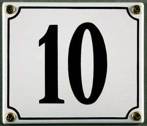 Hausnummernschild 10 weiß 12x14 cm  Schild Emaille Hausnummer Haus Nummer Zahl Ziffe