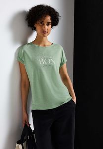 Street One T-Shirt 'T-Shirt mit Wording', A322703, soft jade green, Gr. 42