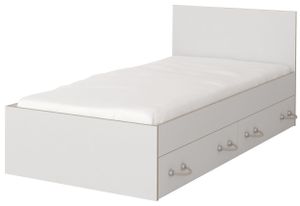 Kinderbett Bett Einzelbett Bett mit Lattenrost  für Kinder Kinderzimmer ohne Matratze mit zwei Schubladen Seilgriffe Kosmo 36