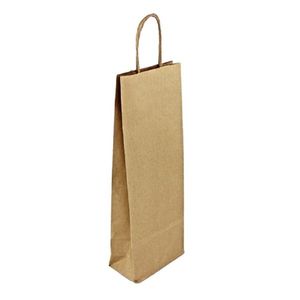 Torba papierowa 16 x 8 x 39 cm skręcany uchwyt - butelka - brązowa