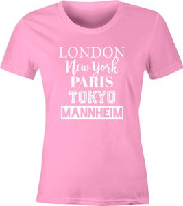 Damen T-Shirt London Paris New York Tokyo Deine Stadt Dorf Ort Ortsname Slim Fit Personalisierung Moonworks® rosa XXL