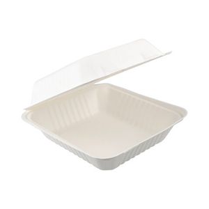 125x Menüboxen aus Bagasse, naturweiß, 22x20cm, 25Stk.