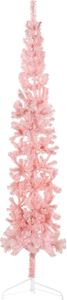 The Living Store Umělý poloviční vánoční stromek se stojanem Slim Pink 210 cm
