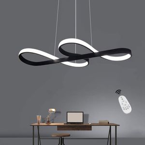 45W LED Pendelleuchte Schwarz Dimmbar LED Hängelampe mit Fernbedienung Helligkeit Einstellbar Modern Pendellampe Luxus Design