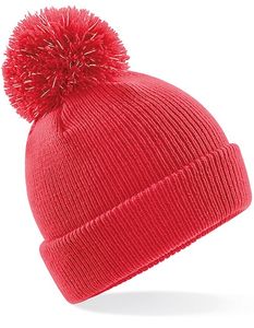 Beechfield Unisex čepice Junior Reflective Bobble B406B Rot Bright Red One Size