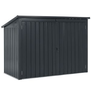 Juskys Mülltonnenbox Namur - Aufbewahrungsbox für 3 Tonnen - 1,9m² - 2 Türen abschließbar - Metall - grau - Mülltonnenverkleidung Müllbox