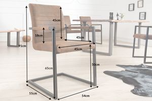 Freischwinger Stuhl LOFT Vintage braun mit Armlehne Schwingerstuhl Esszimmer Stuhl Freischwinger Stuhl LOFT Vintage braun mit Armlehne Schwingerstuhl Esszimmer Stuhl