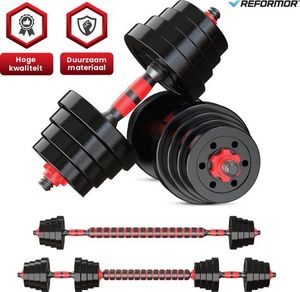Reformor® - Hantelset - Kurzhantel-Set - Verstellbare Kurzhanteln - 10KG - Hantelstange mit Gewichten - Rot