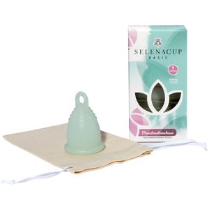 Selenacare Menstruationstasse Basic - Periodencup mit Aufbewahrungsbeutel aus Baumwolle, Größe S (21ml)