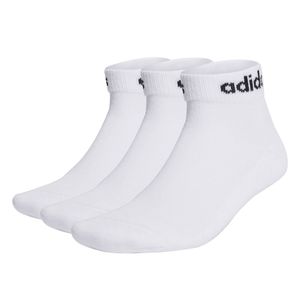 skarpety ćwiartkowe adidas unisex, 3-pak - Linear Cushioned Ankle, logo, wyściełane, jednolite białe 46-48