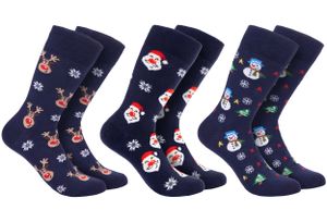BRUBAKER 3 Paar Weihnachtssocken - Lustige Socken für Damen und Herren - Schneemann, Rentier und Weihnachtsmann, Größe 35-40