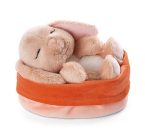 Nici 48708 Sleeping Pets Bunnies Hase karamell 12cm schlafend im Körbchen peach