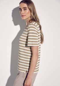 Street One Strickshirt 'Strick-Look Streifenshirt', A322898, safari beige, Gr. 40