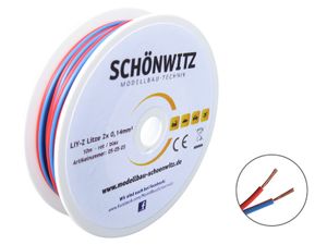 Schönwitz 50218 10m LIYZ Zwillingslitze 2x 0,14mm² rot / blau