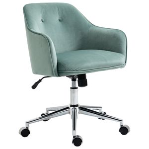 Vinsetto Bürostuhl mit Wippenfunktion  Home-Office-Stuhl höhenverstellbarer Schreibtischstuhl ergonomisch 360°-Drehräder Samt-Touch-Polyester Nylon Grün 61 x 59 x 80,5-90,5 cm