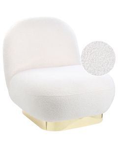 BELIANI Sessel Weiß Bouclé Stoff Gepolstert mit Goldenem Bein Ohne Armlehne Modern Elegant für Wohnzimmer Schlafzimmer Flur