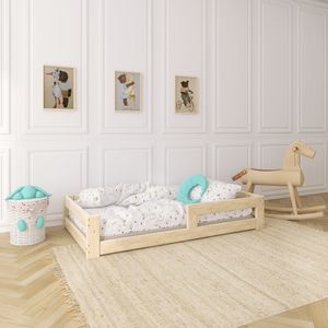 Need Sleep Kinderbett Bodenbett 90x200 cm mit Rausfallschutz aus Fichtenholz