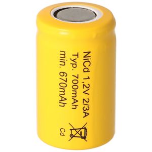 KR-600AE 1.2V, 700mAh NiCd Akku 2/3A 28x17mm, bauähnlich Sanyo