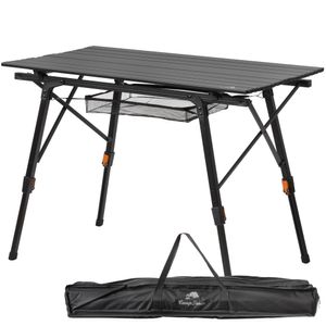 CampFeuer Campingtisch faltbar 90,5 x 51,5 cm, schwarz, Klapptisch mit Tragetasche, Höhenverstellbar