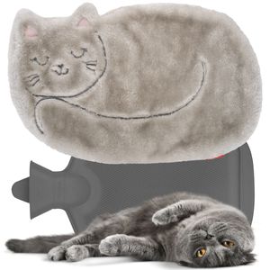Großer Wärmflasche mit Bezug 1,8 l, Motiv Katze von SOXO – Geschenke für Frauen
