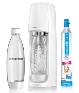 SodaStream Spirit White - výrobník domácí perlivé vody, bombička s potravinářským CO2 plynem, lahev Fuse 1 litr