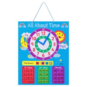 Navaris Lernuhr für Kinder magnetisch - Uhrzeit lernen - Magnet Lerntafel ab 3 Jahre - Spielzeug Uhr - Lernspielzeug mit 40 Magneten - blau - englisch