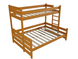 Patrová postel s rozšířeným spodním lůžkem PPS 003 (Rozměr: 90/140 x 200 cm, Umístění žebříku: vpravo, Barva dřeva: moření olše)