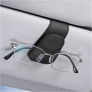 2 Stück brillenhalter für auto, Kunstleder auto brillenhalter mit Magnet, Brillenhalterung Brillenbox, Auto Visier Zubehör, Brillenzubehör (Schwarz)