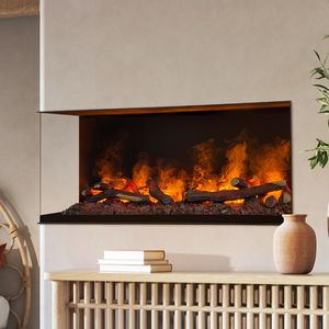 muenkel design wall fire electronic PRO FL 1100 [Opti-myst Elektrokamineinsatz Wandeinbau]: Glasscheibe links - mit Dekoholz - Mit Heizung - Wasserleitung